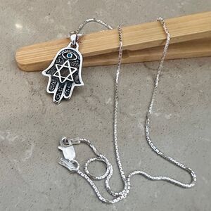 Hamsa ,Star of David , Evil Eye & Turquoise Necklace